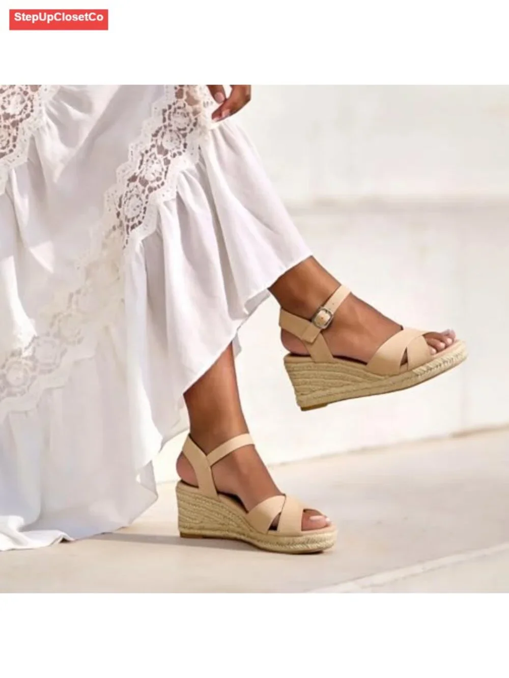 Espadrille Wedge Sandals | Adjustable Buckle Platform, Comfortable Heeled